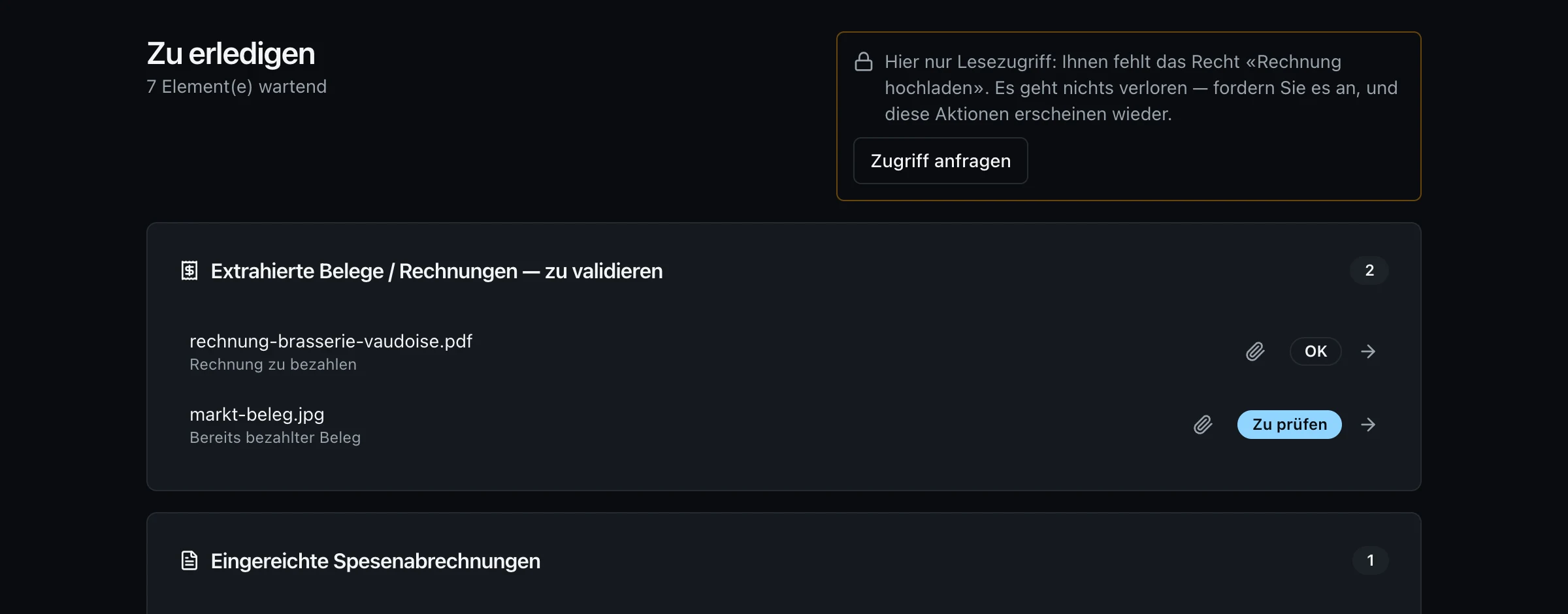 Ihren ersten Beleg ablegen