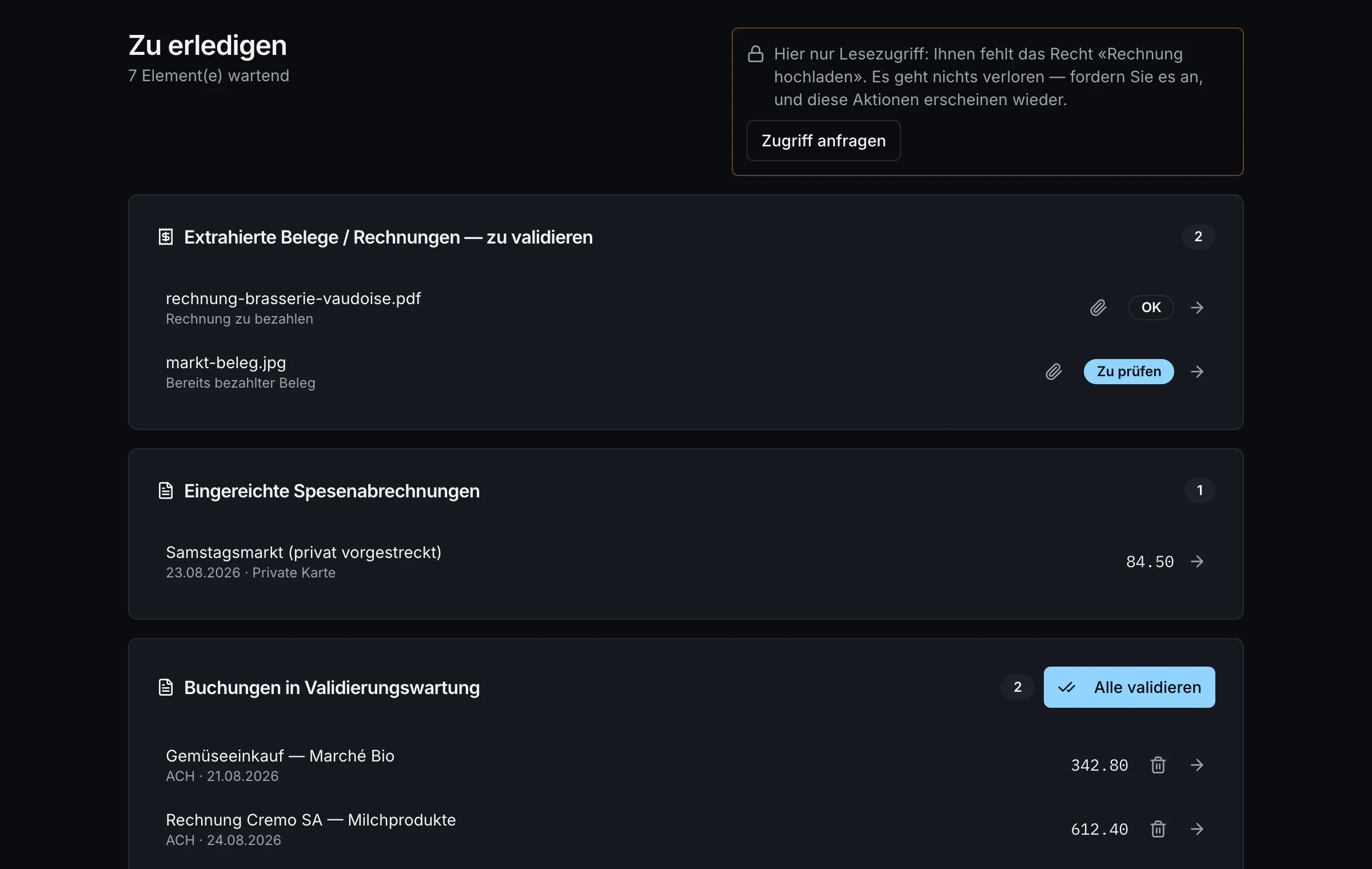 Einen Vorschlag öffnen